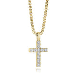 CZ Gold Steel Cross Necklace