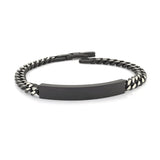 Matte Black & Steel Curb Link Bar Bracelet - 7MM