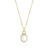 Oval Mother of Pearl Rose Cut Necklace