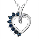 Blue Sapphire and Diamond Heart Pendant