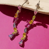 Rainbow CZ Dangle Earrings