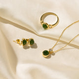 Green Nephrite Jade Stud Earrings