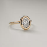 East-West Oval Lab Diamond Bezel Solitaire Ring