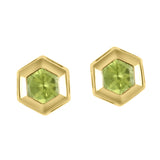 Peridot Hexagon Bezel Studs