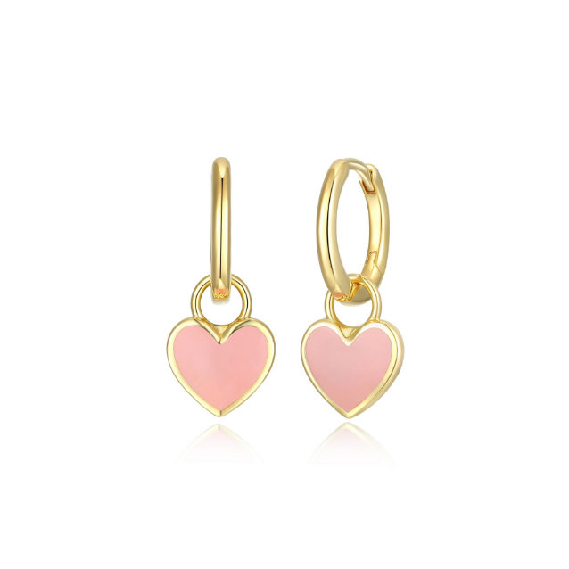 Pink Enamel Heart Earrings Lawlor