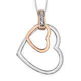 Two Tone Diamond Double Heart Pendant
