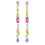 Rainbow CZ Dangle Earrings