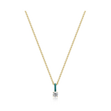 Solitaire CZ Teal Enamel Necklace