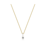 Solitaire CZ White Enamel Necklace