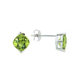 Cushion Peridot Stud Earrings