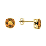 Cushion Citrine Stud Earrings