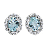 Aqua and Diamond Halo Earrings