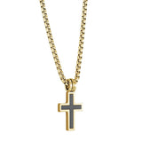 Steel Grooved Polished-Black Matte Cross Necklace