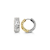 Two Tone Diamond Cut Huggie Earring