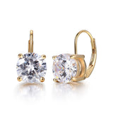 Round CZ Leverback Earrings