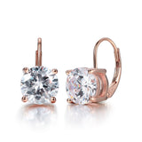 Round CZ Leverback Earrings