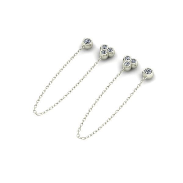 Triple Bezel Drop Earrings