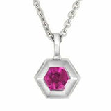 Pink Topaz Hexagon Bezel Pendant
