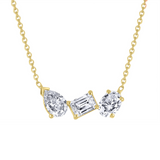 Lab Diamond 3-Stone Cluster Necklace