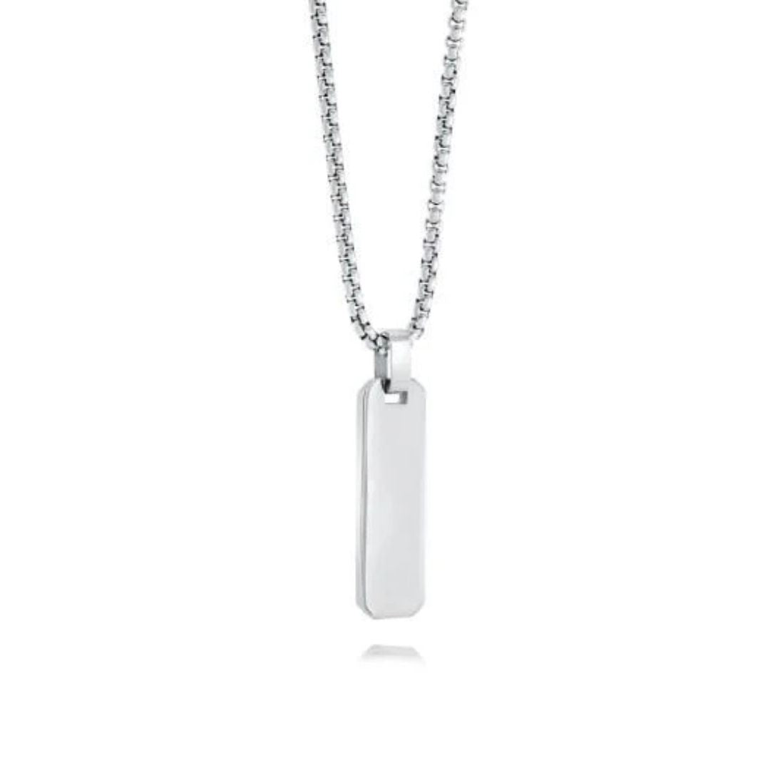 S. Steel Small Rectangle Dog-tag Necklace