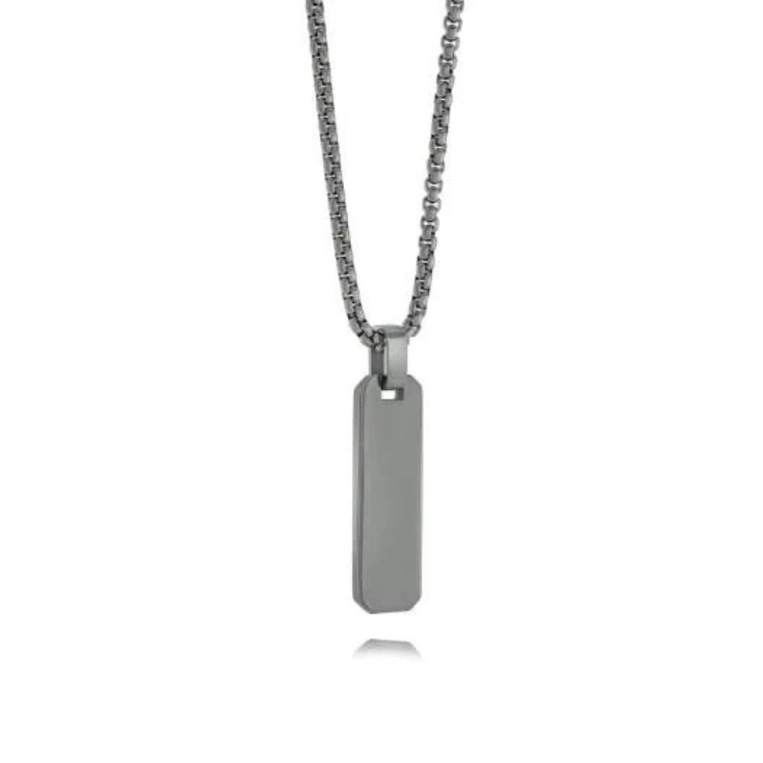 S. Steel Small Rectangle Dog-tag Necklace