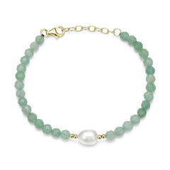 Pearl & Green Aventurine Bead Bracelet
