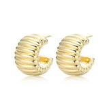 Puffy Ribbed Hoop Earring