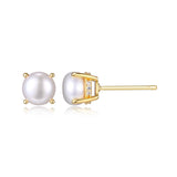Pearl CZ Hidden Halo Stud Earrings