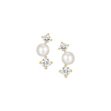 Pearl CZ Curved Stud Earrings
