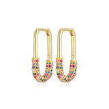 Oblong Pave Rainbow Hoops