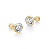 Round CZ Bezel Set Earrings