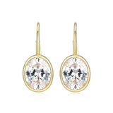 Oval Bezel set CZ Leverback Earrings
