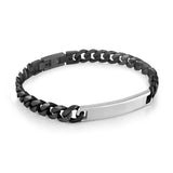 Black & Steel Curb Link Bar Bracelet - 7.8MM