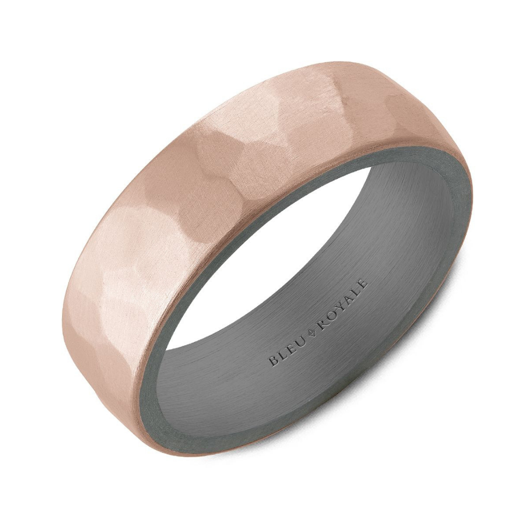 14K Gold & Tantalum Hammered Band