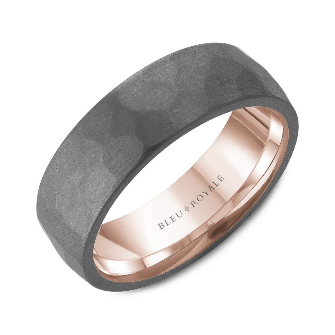 14K Tantalum & Gold Hammered Band