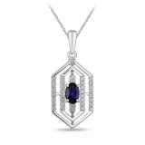 Sapphire and Diamond Geometric Pendant