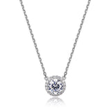 CZ Round Halo Necklace