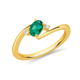 Tilted Emerald & Diamond Ring