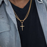 Steel Polished Cross Necklace