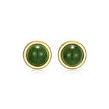 Green Nephrite Jade Stud Earrings