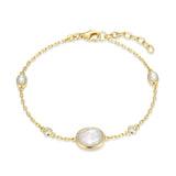 Mother of Pearl Rose Cut Station Bracelet