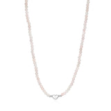 Pink Quartzite Puffy Heart Bead Necklace