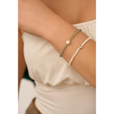 Pearl & Green Aventurine Bead Bracelet