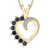 Blue Sapphire and Diamond Heart Pendant