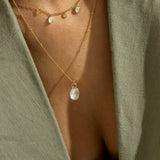 Oval Mother of Pearl Rose Cut Necklace