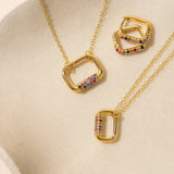 Rainbow Pave Link Hoops