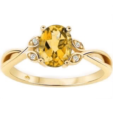 Citrine Oval Floral Ring