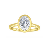 East-West Oval Lab Diamond Bezel Solitaire Ring