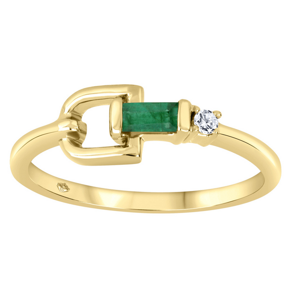 Emerald Baguette Buckle Ring