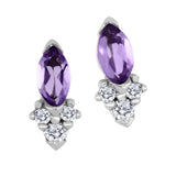 3-Stone Diamond Amethyst Earrings